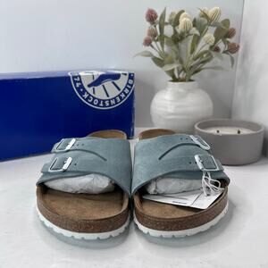 Birkenstock Vaduz Suede Slide Light Blue Soft Footbed Men 13/EU46 NWB Regular Fi